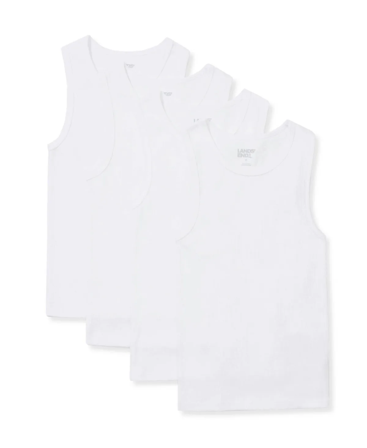 Ribbed Cotton Tank Tops, 4-Pack by Lands' End