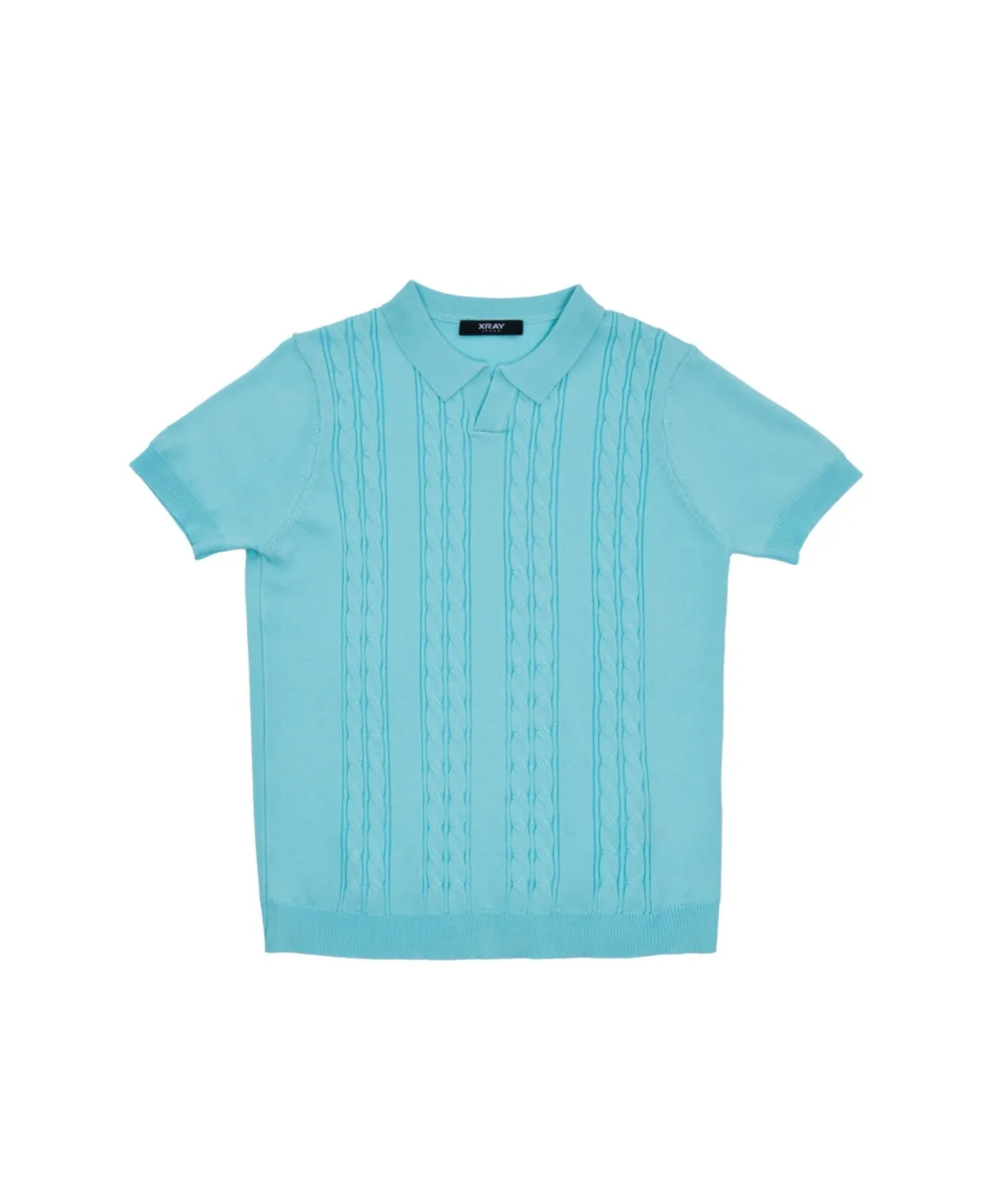 Cable Knit Short Sleeve Johnny Collar Sweater Polo by Xray