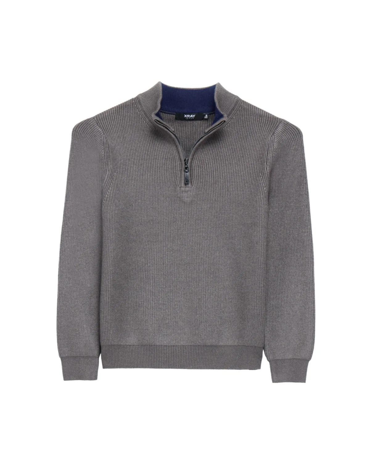 Ribbed Knit Quarter Zip Mock Neck Sweater by Xray