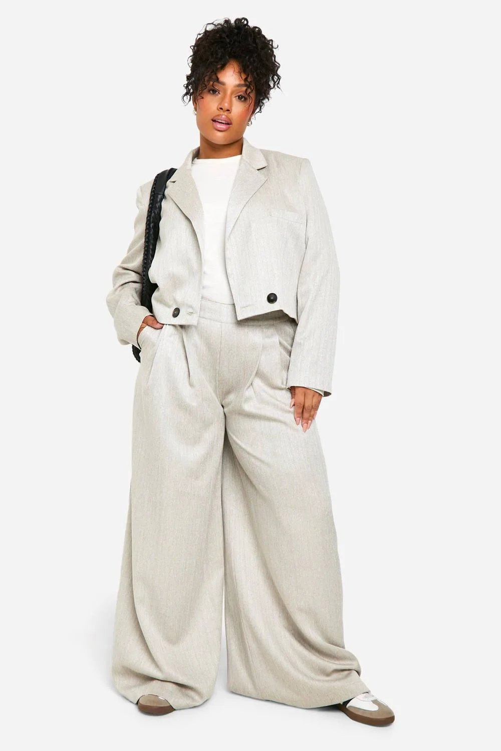 Textured Pleat Front Extreme Wide Leg Trouser by boohoo