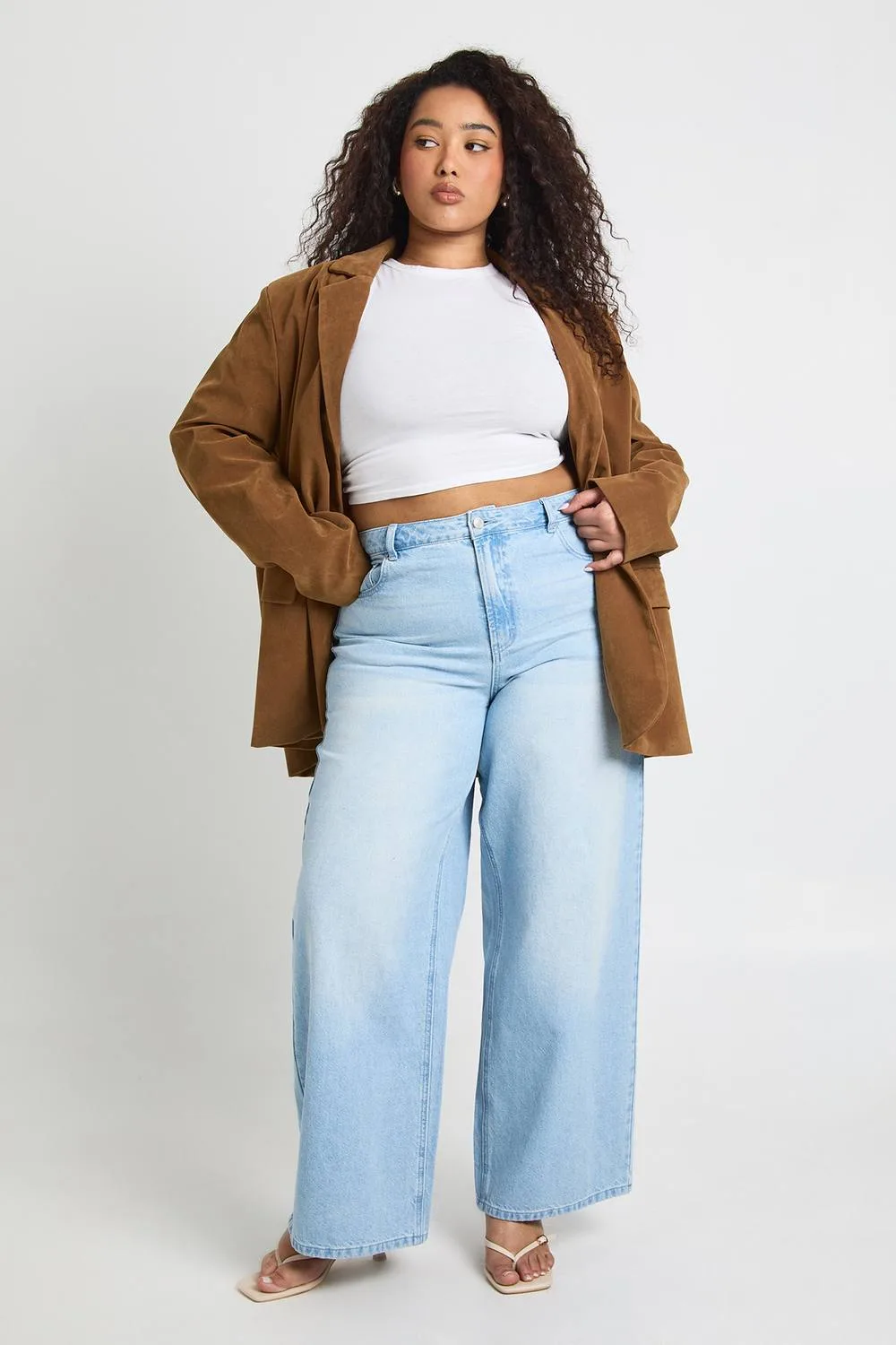 Cinched Waist Loose Fit Jeans with Adjuster