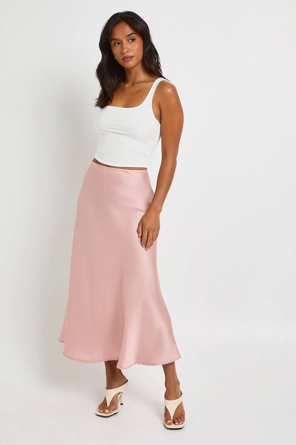 Satin Midaxi Skirt by boohoo