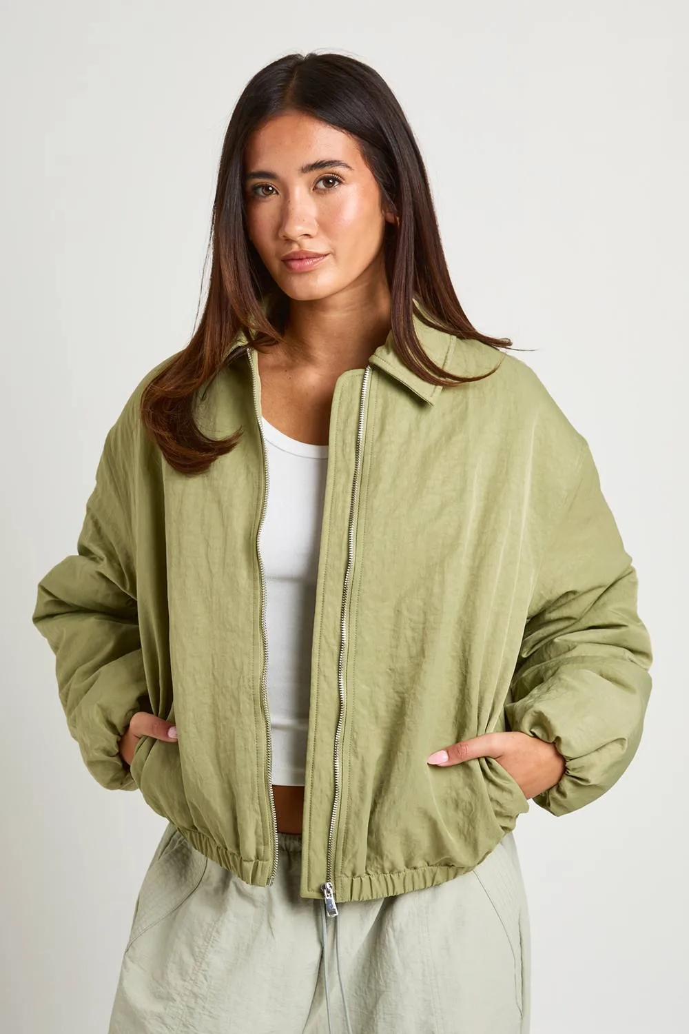 Collared Oversized Bomber Jacket