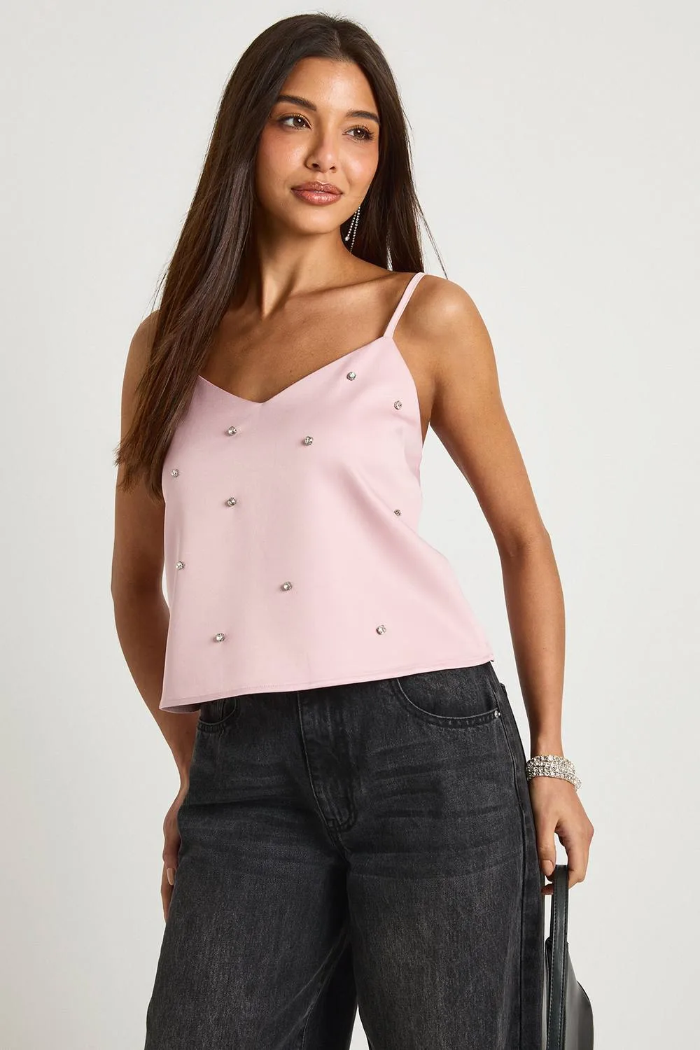 Crepe Diamante Cami Top by boohoo