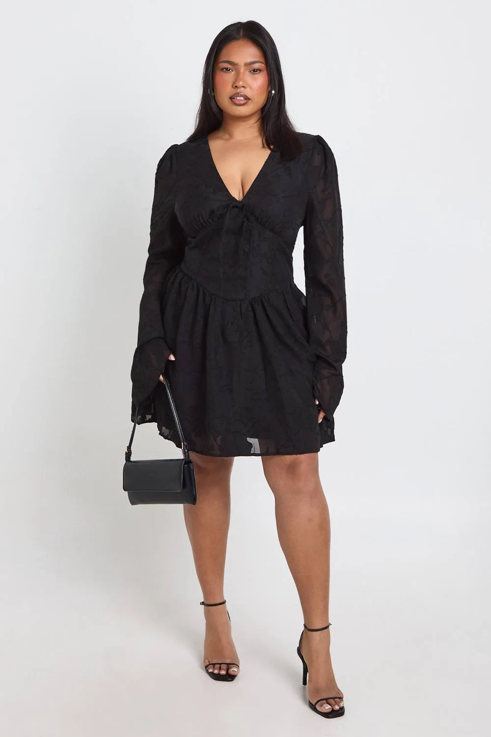 Jacquard Corset Detail Skater Dress
