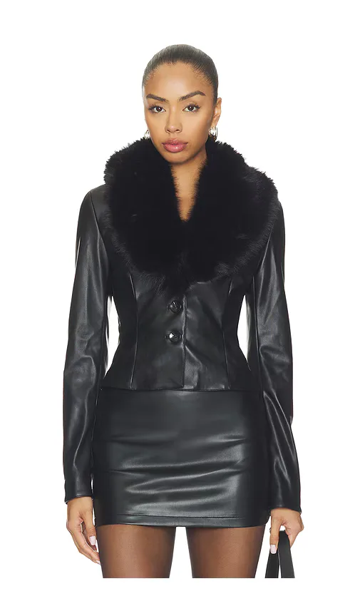 Madalynn Faux Leather Blazer by superdown