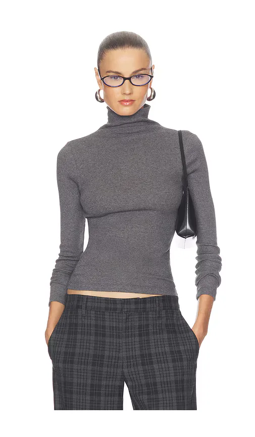 Cashmere Rib Turtleneck Top by Enza Costa