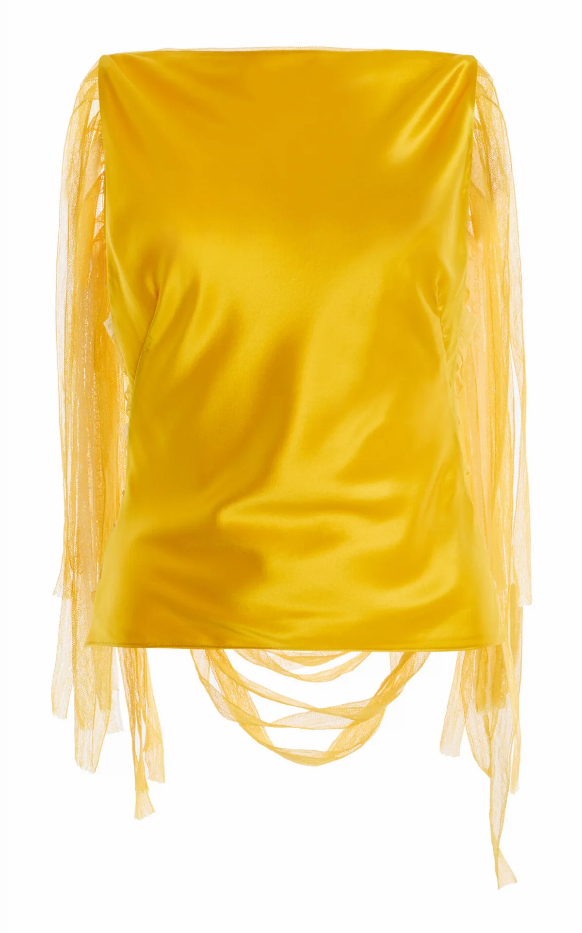 Lattice Lace-Trimmed Hammered-Silk Top