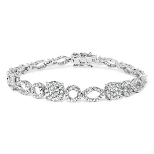 10K White Gold 3.00 Cttw Diamond Link Bracelet by Haus of Brilliance