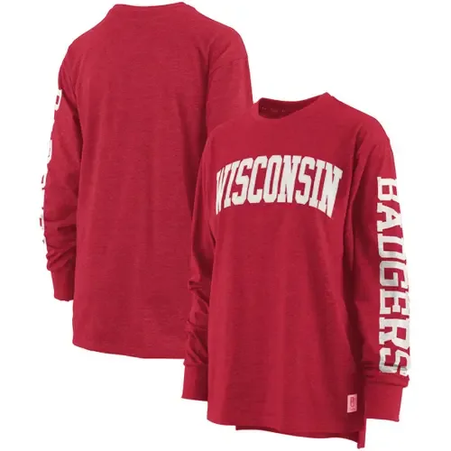 Pressbox Heathered Wisconsin Badgers Two-Hit Canyon Long Sleeve T-Shirt by PRESSBOX