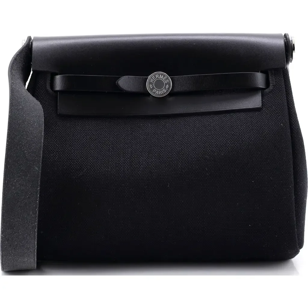 Herbag Zip Toile and Leather 20 by Pre-Owned Hermes
