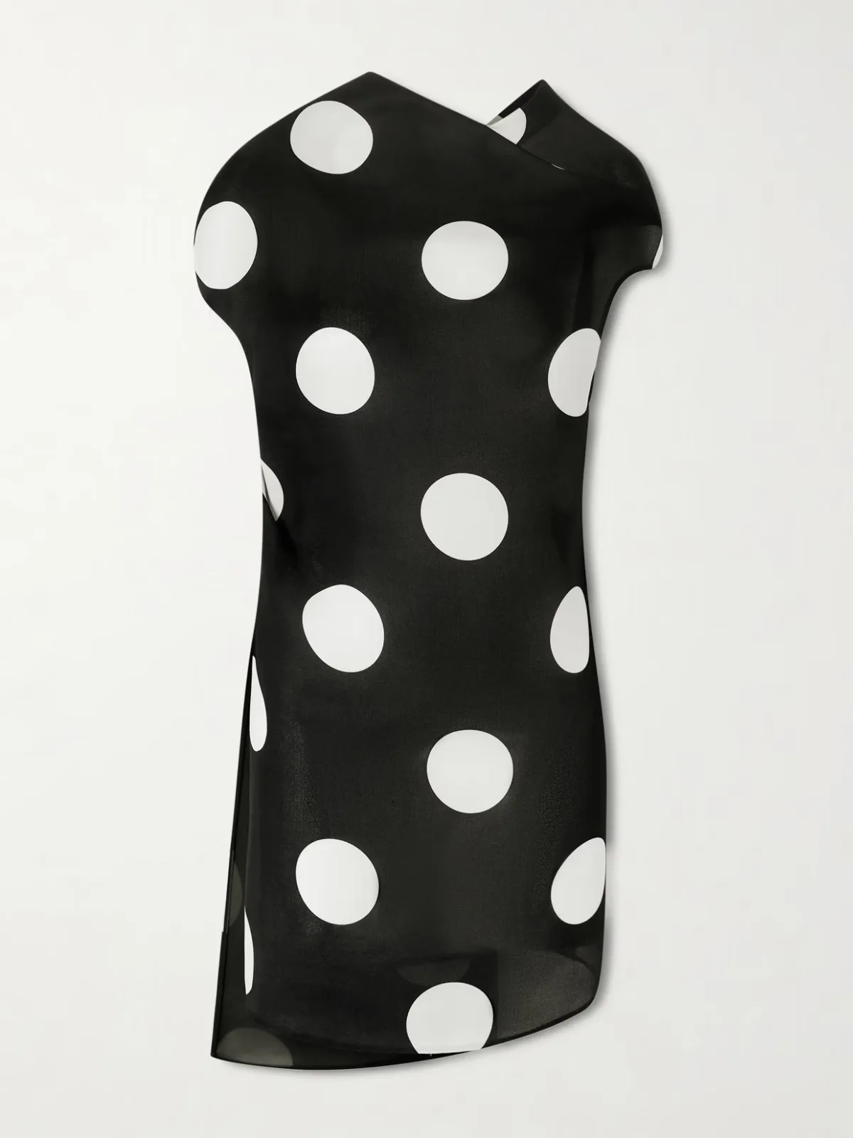 - Tatia Draped Polka-dot Silk Mini Dress -