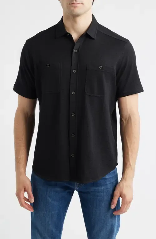 Riley Knit Short Sleeve Button-Up Shirt by Johnston & Murphy