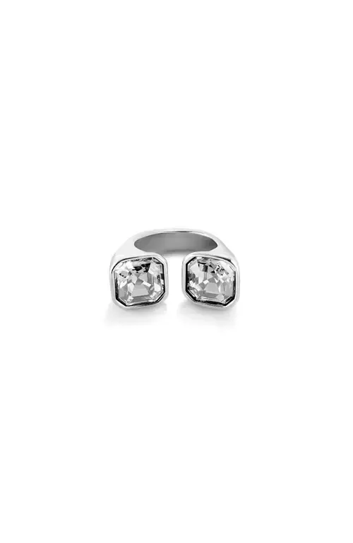 Sterling Silver Plated Ring with White Crystal by UNODE50