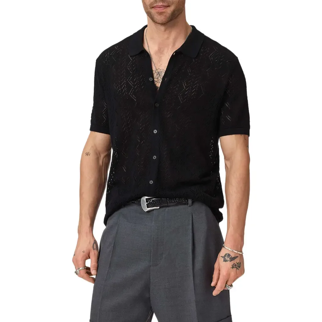 Emil Pointelle Short Sleeve Cardigan by John Varvatos