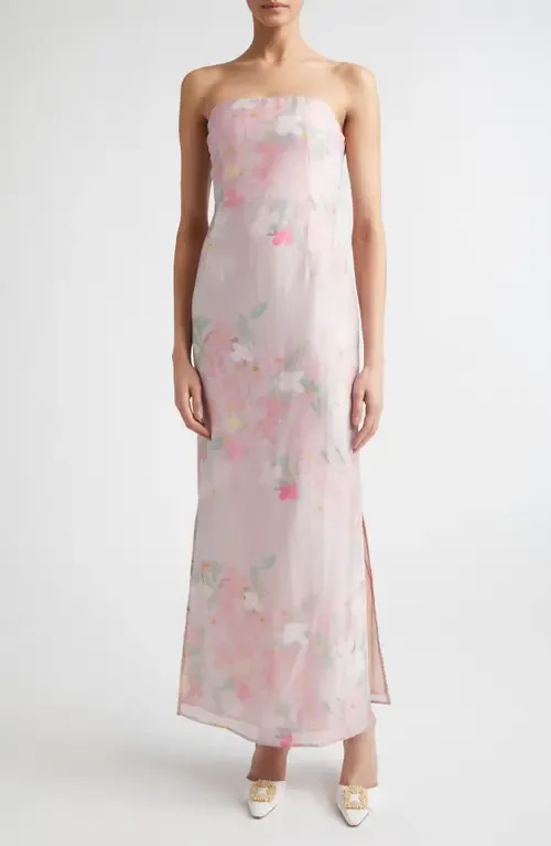 Elora Clematis Print Strapless Dress by BERNADETTE