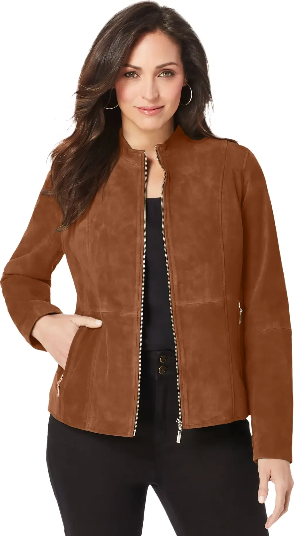 Suede Zip Front Jacket