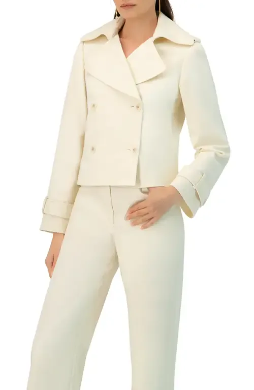 Short Cotton Trench Coat in Ivory by IVONNE