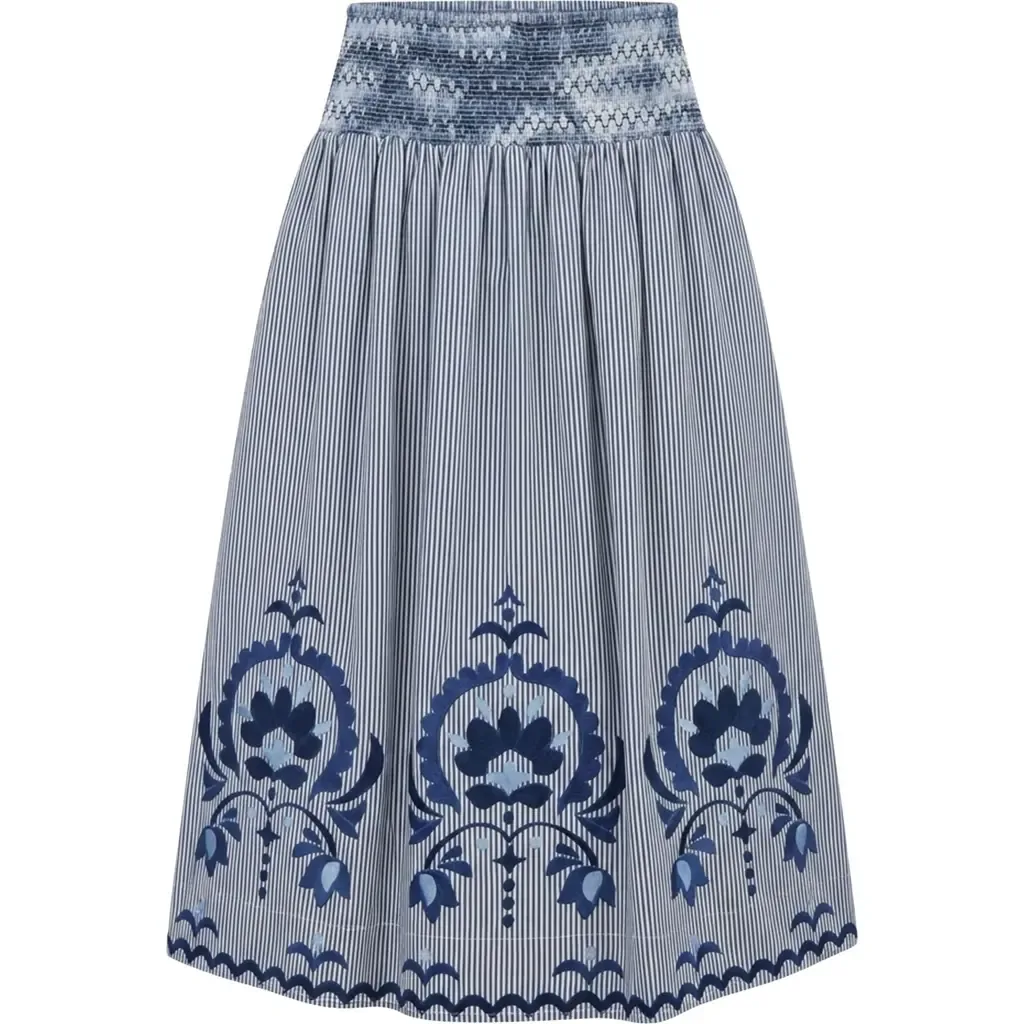Georgia Embroidered Midi Skirt by Cartolina