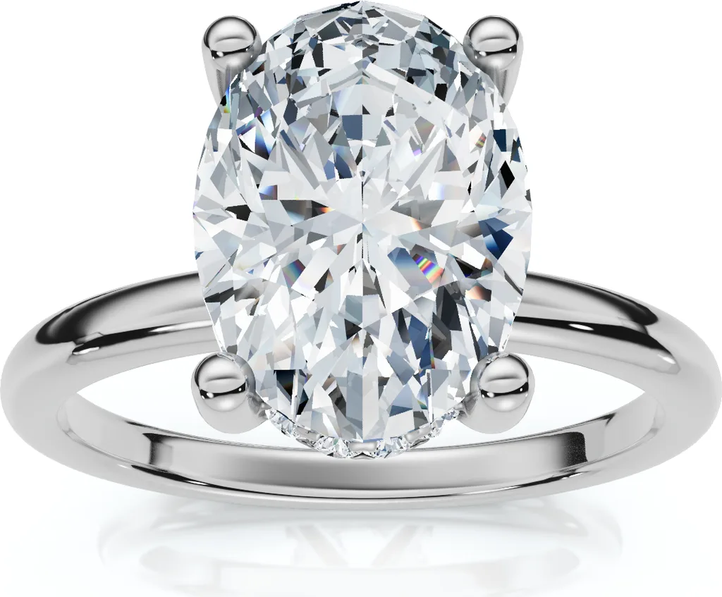2 1/10Ct Oval Diamond Side Halo Engagement Ring 14k Gold or Platinum Lab Grown by Bliss Diamond