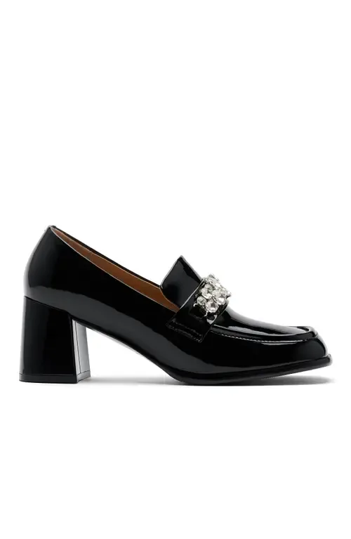 Margot Leather Penny Loafer Block Pumps by MARC NOLAN