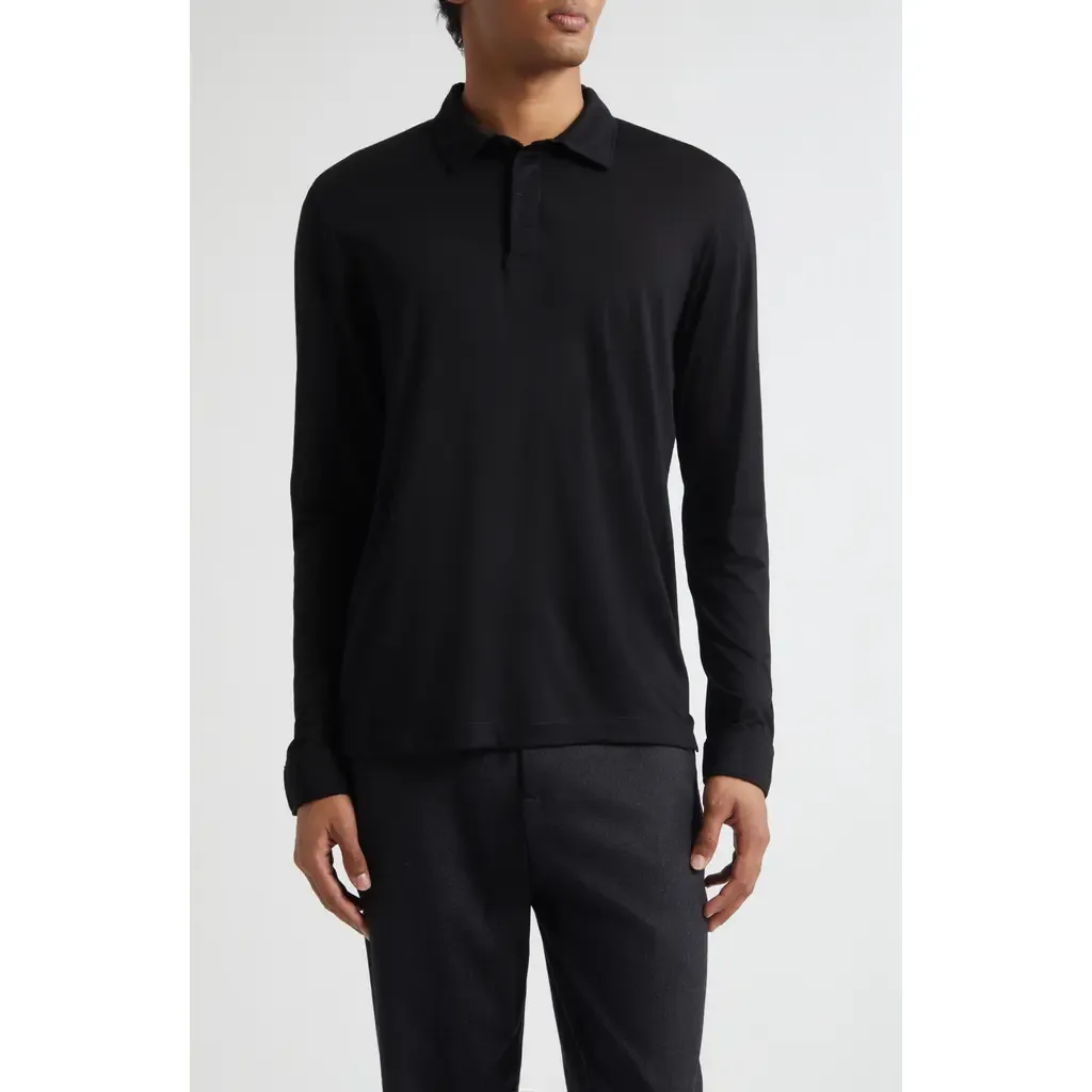 Long Sleeve Wool Jersey Polo by Sunspel