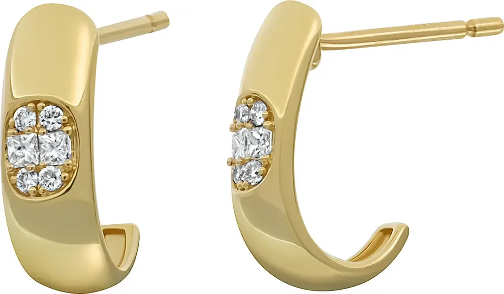 Mika Oval Diamond Cluster Hoop Earrings by Bony Levy