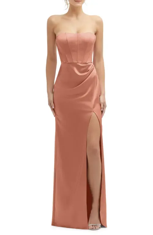 Corset Strapless Charmeuse Gown by After Six
