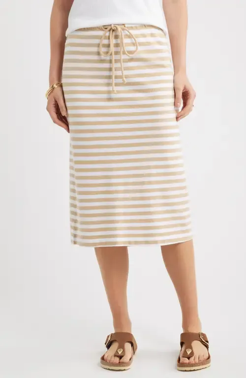 Straight Fit Stripe Knit Midi Skirt by caslon(r)