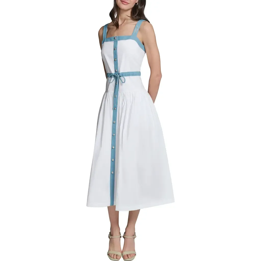 Sleeveless Poplin Midi Dress by KARL LAGERFELD PARIS