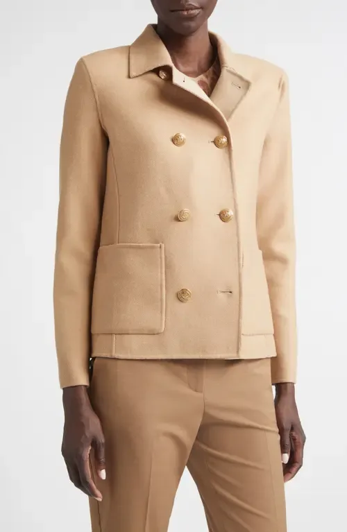 Double Breasted Wool & Cashmere Double Face Twill Coat by ST. JOHN