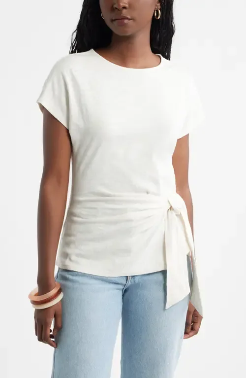 Drop Shoulder Tie Front Top by caslon(r)