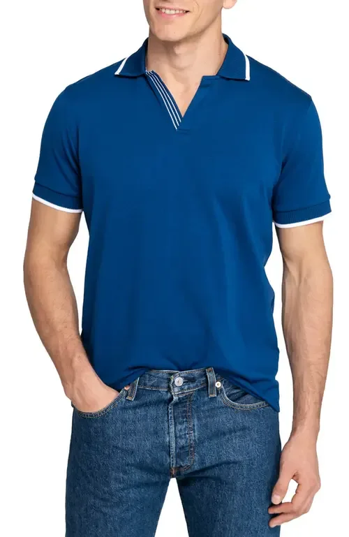 Slim Fit Solid Johnny Collar Short Sleeve Polo by CONSTRUCT