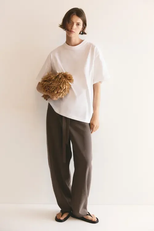 Tie-Belt Barrel-Leg Pants by H&M