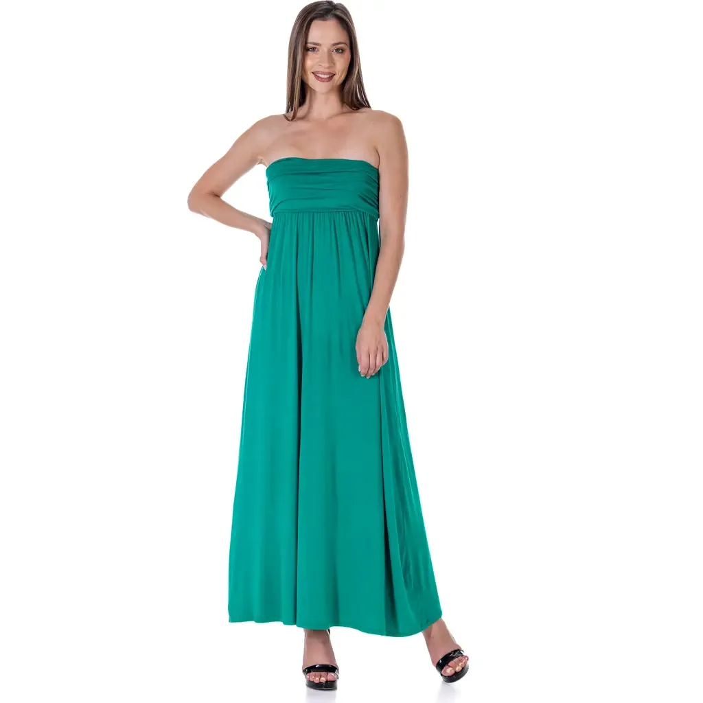 Strapless Empire Waist Maxi Dress by 24seven Comfort Apparel