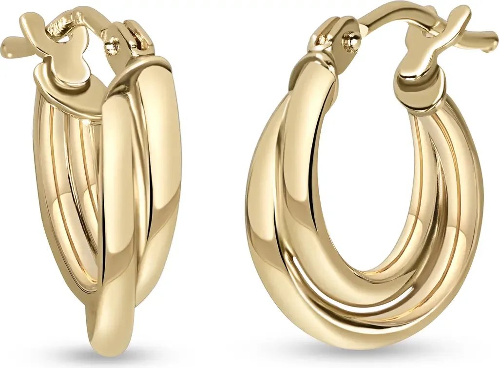 14K Gold Overlap Hoop Earrings by Bony Levy