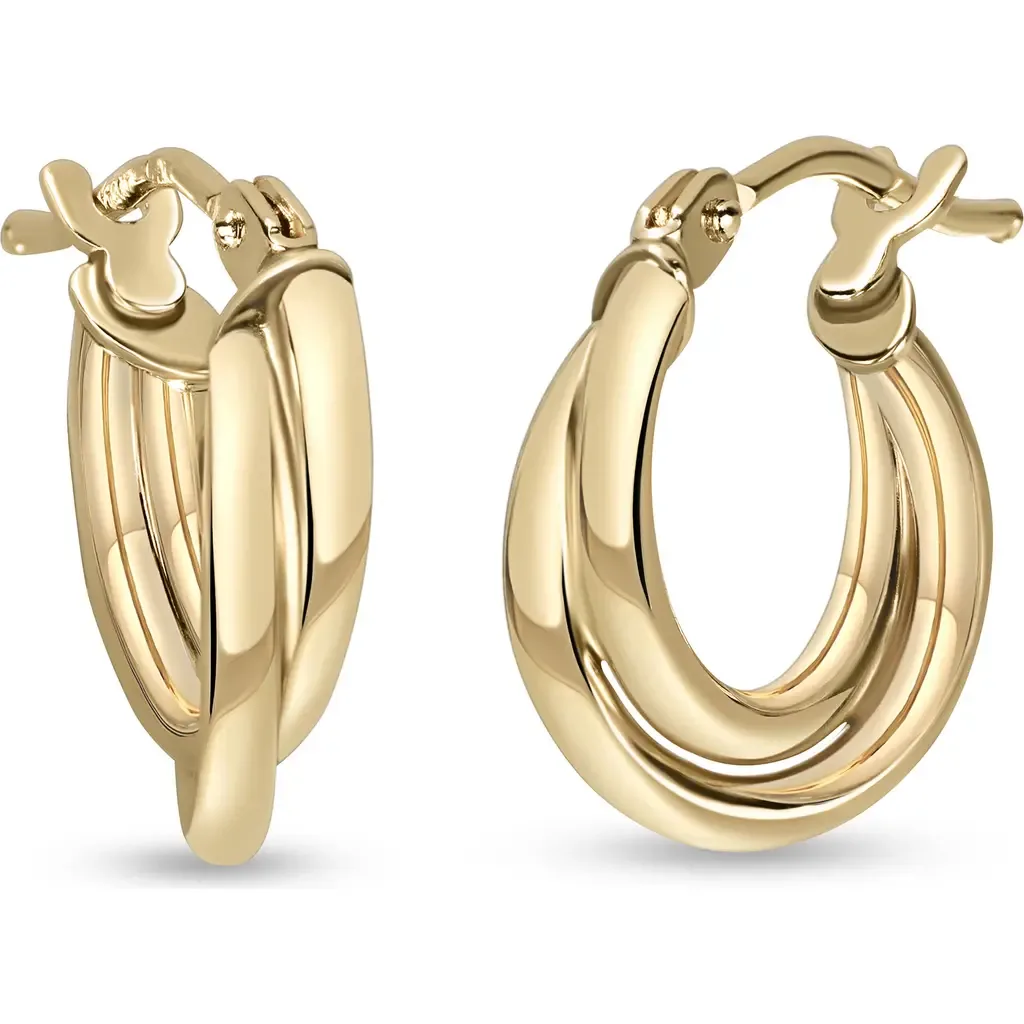 14K Gold Overlap Hoop Earrings