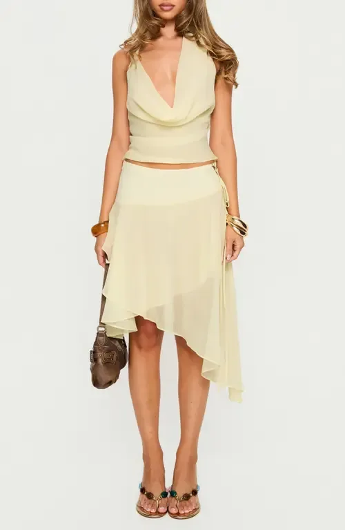 Evaleine Cowl Neck Chiffon Halter Top by Princess Polly