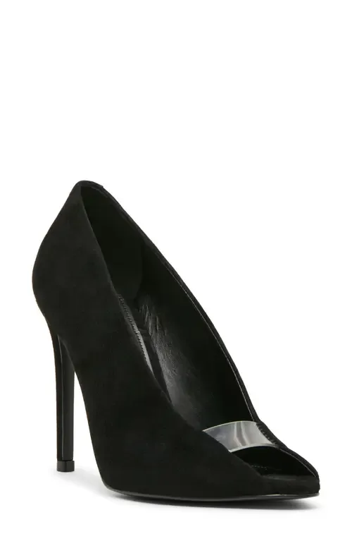 Santino Peep Toe Pump in Black Suede by Steve Madden