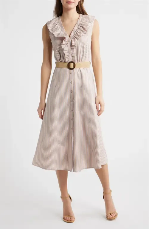 Stripe Rhinestone Detail Sleeveless Cotton Shirtdress by Sam Edelman