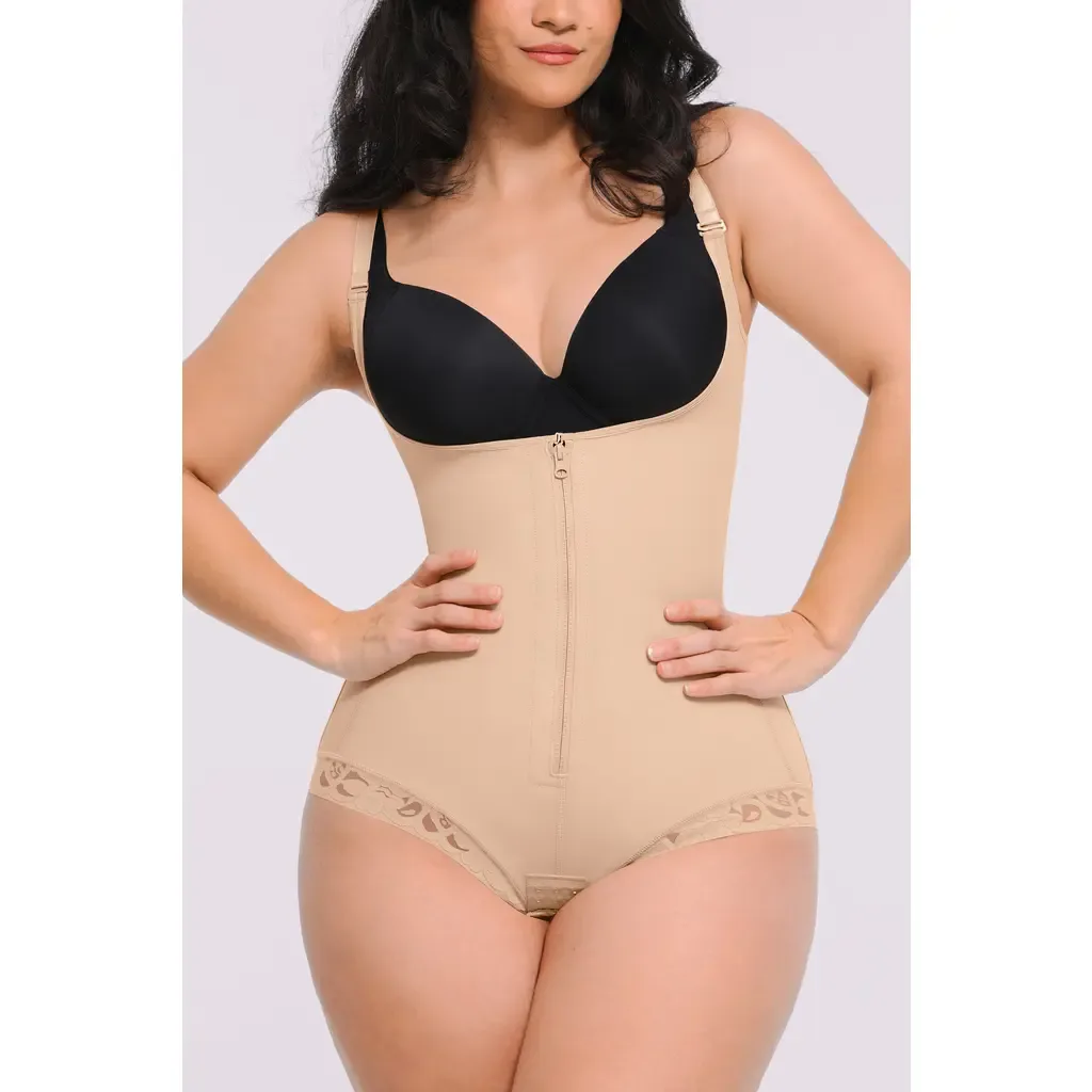 AirSlim® Zipper Front Open Bust Brief Bodysuit by Shapellx