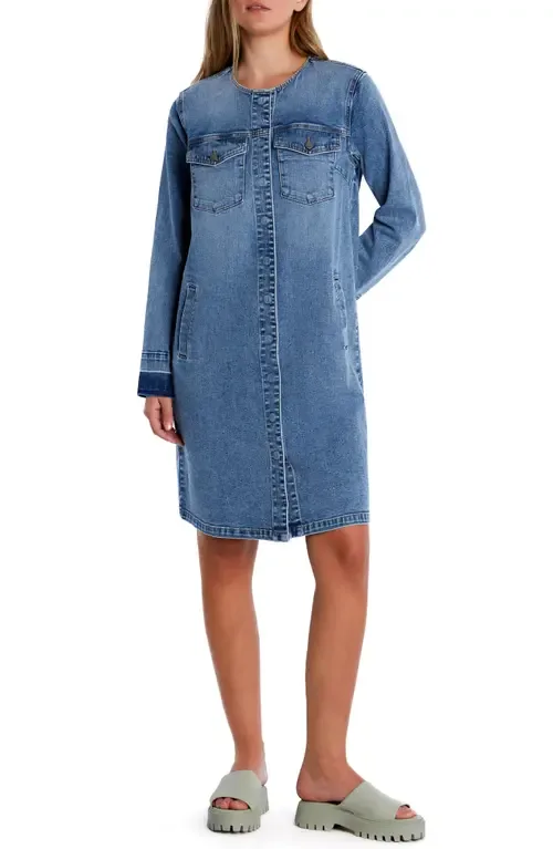 Clara Long Sleeve Denim Shirt Dress by Wash Lab Denim