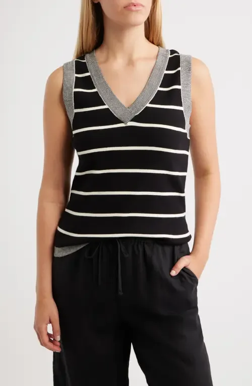 Stripe V-Neck Sweater Vest by Wit & Wisdom