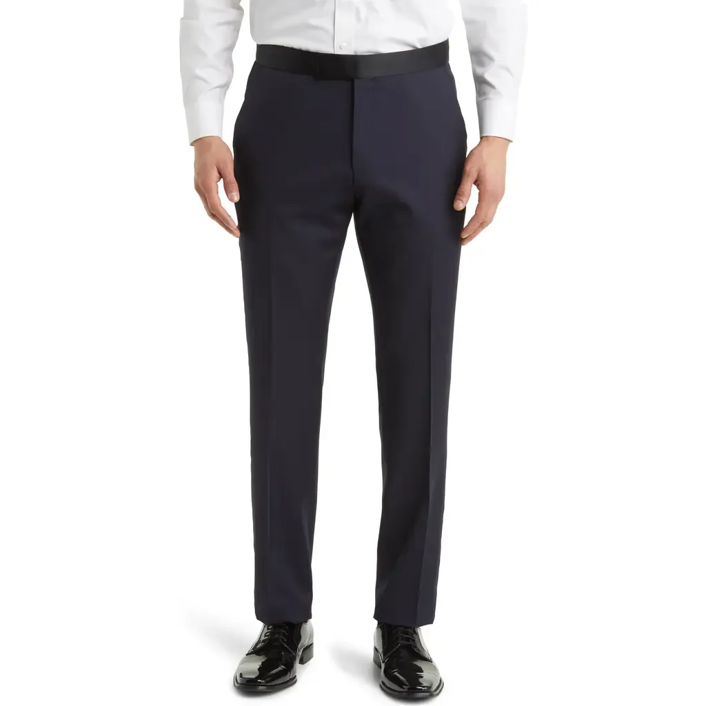 Genius Slim Fit Virgin Wool Tuxedo Pants by BOSS
