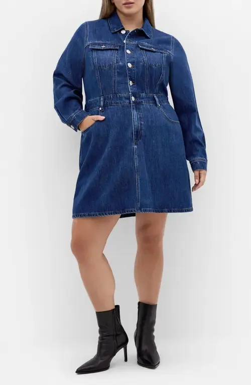 Liora Long Sleeve Denim Shirtdress by City Chic