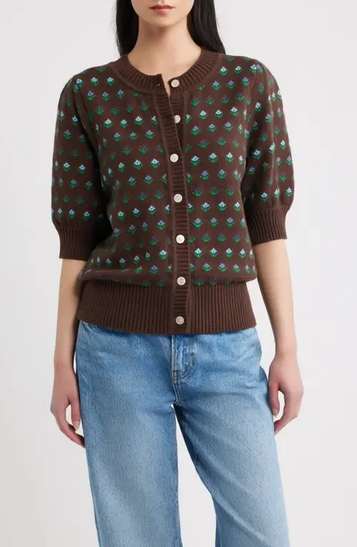 Christine Floral Short Sleeve Cardigan by Rails