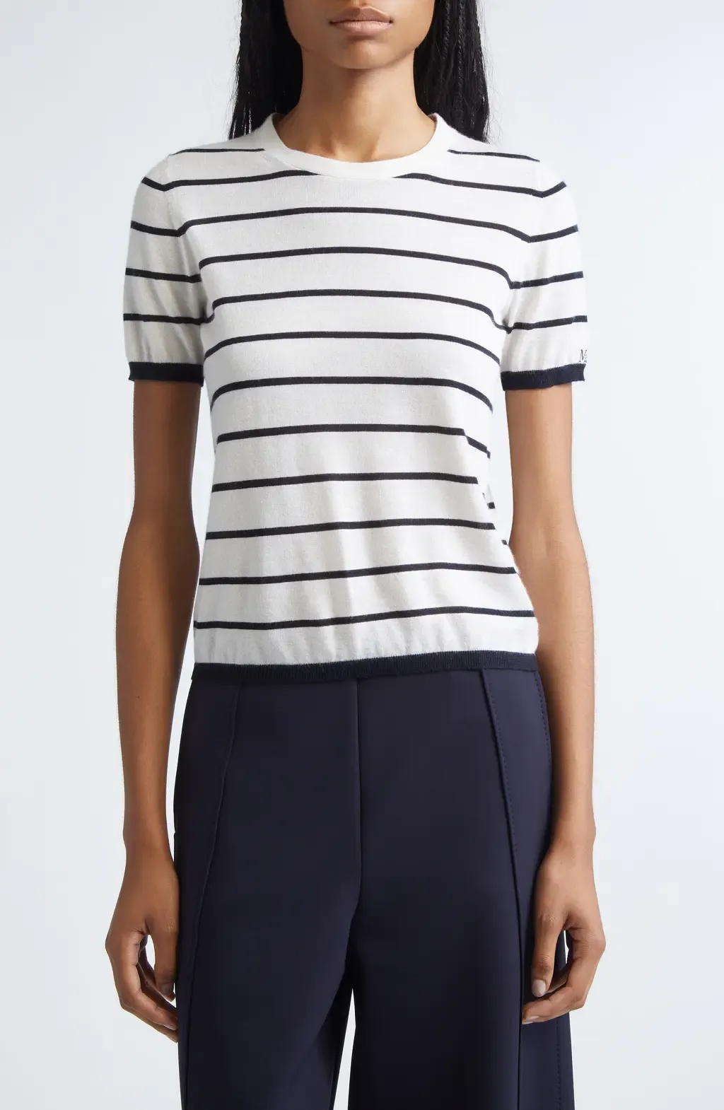 Pavetta Stripe Short Sleeve Cashmere & Silk Sweater
