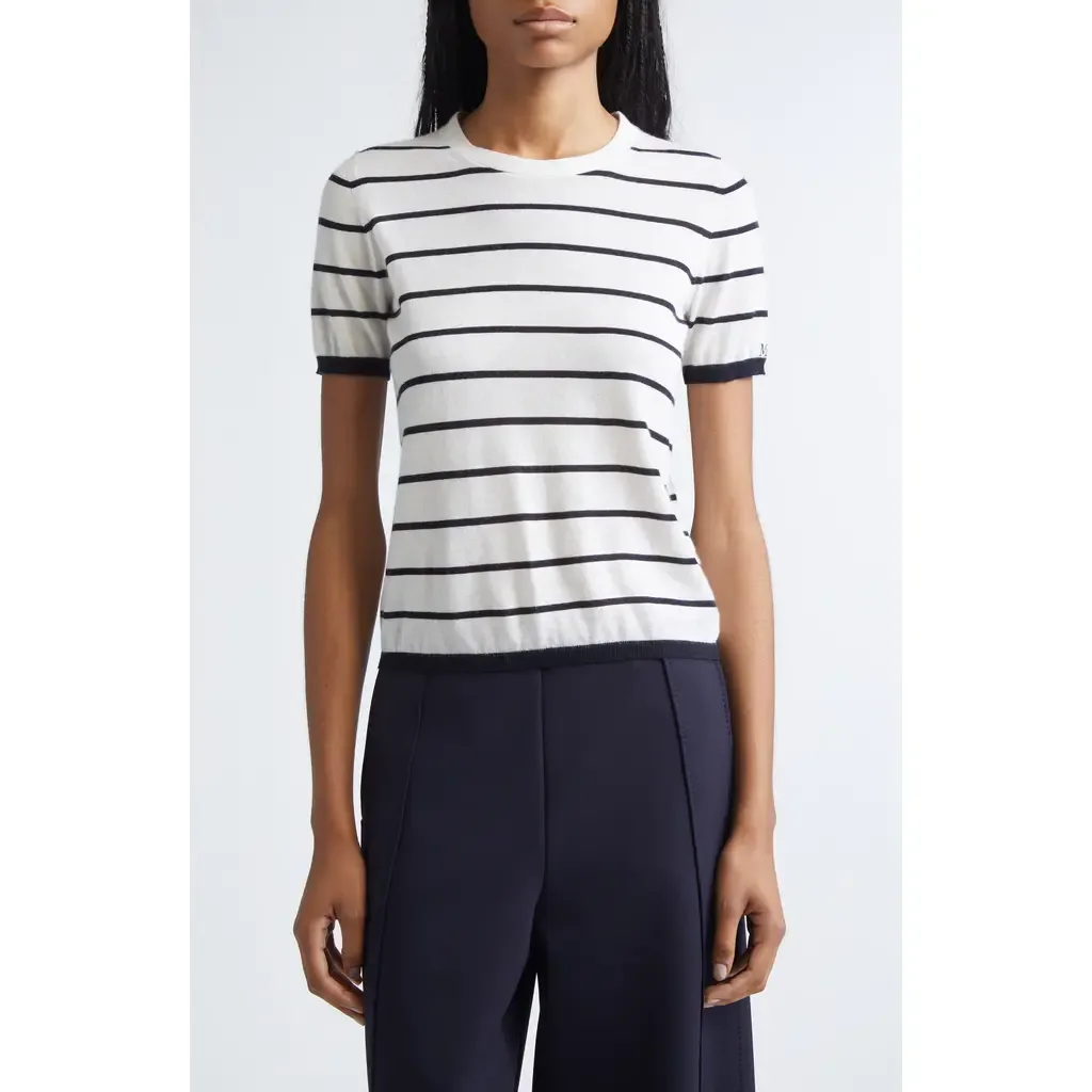 Pavetta Stripe Short Sleeve Cashmere & Silk Sweater by Max Mara