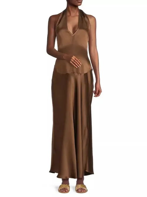 Giselle Satin Halter Dress by Emilia George