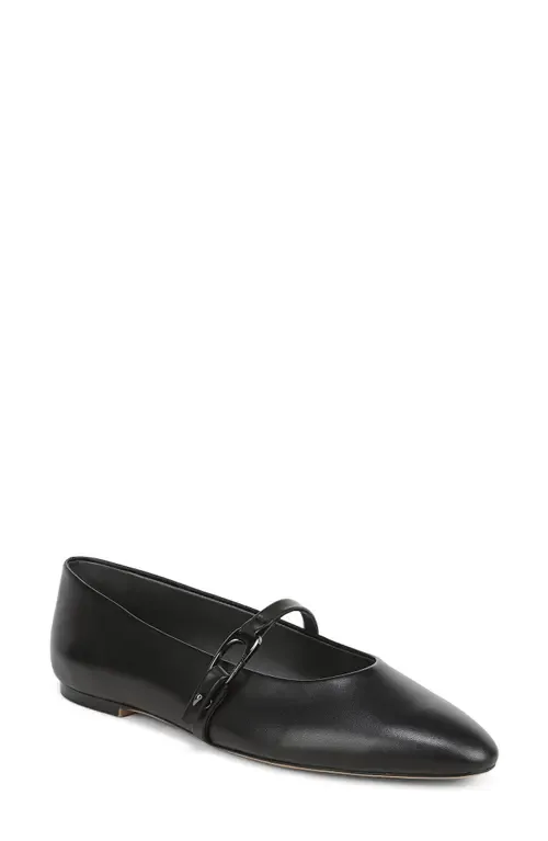 Rubina Flat in Black Leather by SARTO by Franco Sarto